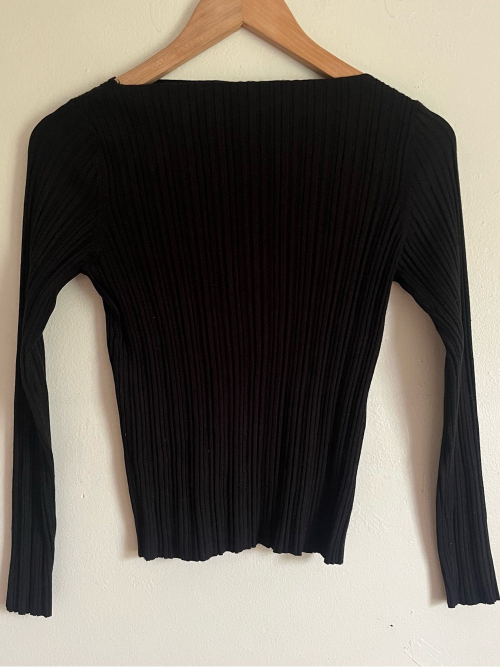 Y2K New York & Company Black Ribbed Long Sleeve Top